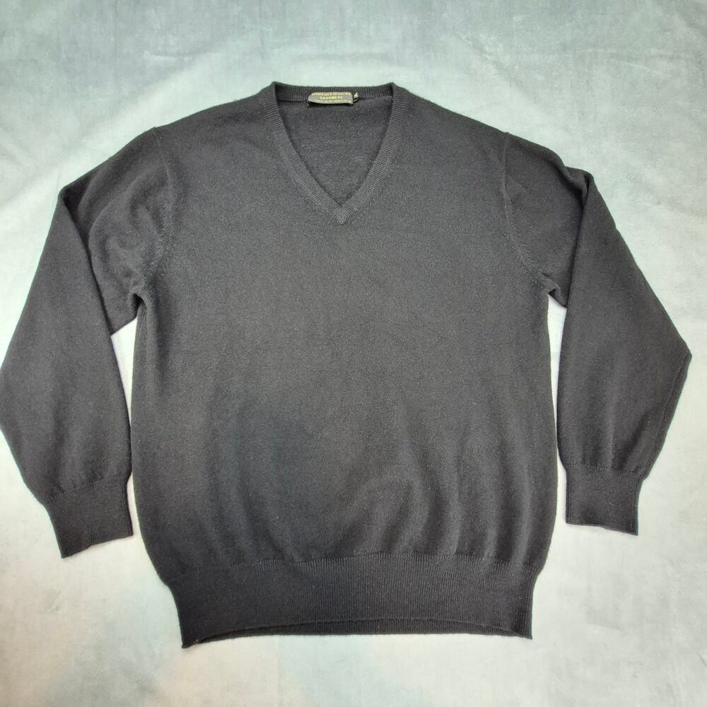 Choix Des Sportifs Men 100% Cashmere V-Neck Pullover Sweater Sz Xl Black Cozy